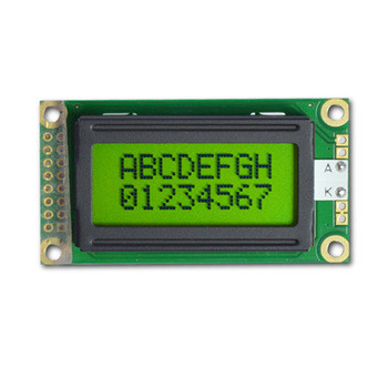 STN Transflectivo 0802 Módulo de pantalla LCD de caracteres verde positivo monocromo