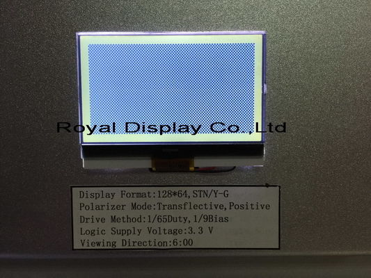 Exhibición monocromática del LCD del contraluz de la resolución 45mA de STN/Blue/Negative 128X64 para el teléfono de la línea horizonte