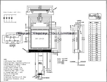 el módulo STN 128*128 positivo del LCD del DIENTE de la fuente de alimentación 3.3V puntea el conductor NT7541