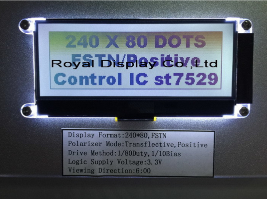 exhibición de 240X80 Dots Graphic Cog Stn FSTN LCD con el contraluz del LCD