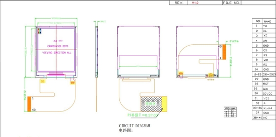 2.8' IPS TFT LCD Modulo 240*320 RGB vista libre con pantalla ST7789V