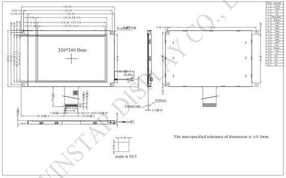 5.7' 320*240 módulo LCD TFT 12h transmisión positiva ST7511U IC 3.3V