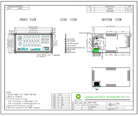 Hink 7.75 '' EPD Mono Color 3.0V con Tt30120 E-Paper Display 120 Diseño de segmentos