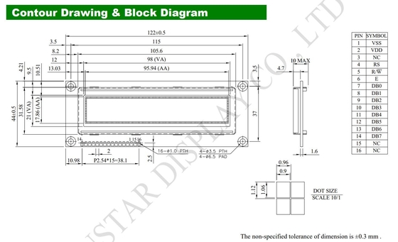 Modulo LCD OLED 3.84'' 100*16 gráfico con temperatura muy amplia 5.0v