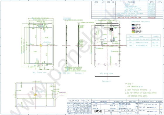 Módulo LCD TFT de 7' 1280*800 RGB BOE TV070WXM-TS0 MIPI 39 pines FPC con temperatura de ancho
