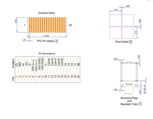 1.0''Módulo gráfico LCD FSTN 42 * 65 Negativo 12h St7565r Cfao4265A 100% Replicación de amplia temperatura Personalizar