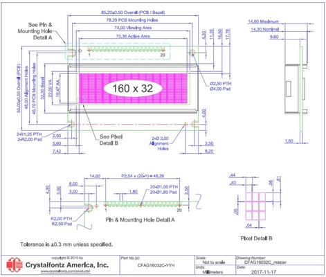 Modulo LCD gráfico 160*32 amarillo-verde CFAG16032C-YYH-TT con temperatura amplia ST7920