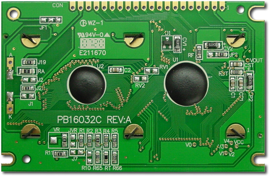 Modulo LCD gráfico 160*32 amarillo-verde CFAG16032C-YYH-TT con temperatura amplia ST7920