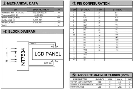 Modulo LCD gráfico 128*32 NT7534 con luz de fondo FPC conector de pantalla industrial