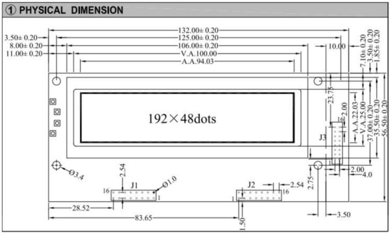 Modulo LCD gráfico 192*48 con luz de fondo AT0107 6H 12H Pantalla industrial de amplia temperatura
