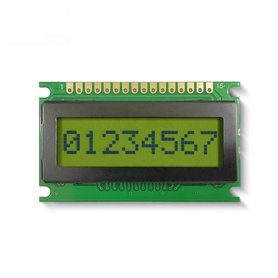 Modulo LCD de 8*1 caracteres 6H STN Amarillo-verde Temperatura amplia positiva con pantalla industrial con luz de fondo