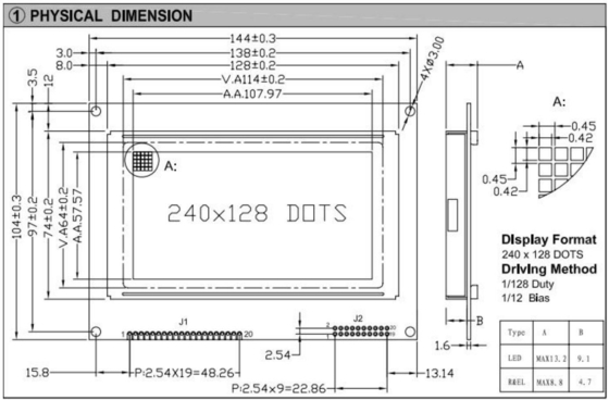 240*128 módulo gráfico LCD FSTN con pantalla industrial de alta temperatura