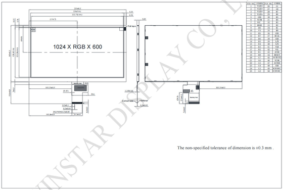 10.1'' 1024*RGB*600 TFT Modulo LCD de amplia temperatura de 24 bits de interfaz