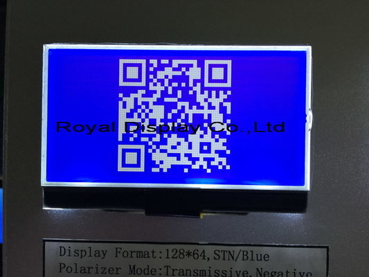 Exhibición monocromática del LCD del contraluz de la resolución 45mA de STN/Blue/Negative 128X64 para el teléfono de la línea horizonte