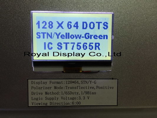 Exhibición monocromática del LCD del contraluz de la resolución 45mA de STN/Blue/Negative 128X64 para el teléfono de la línea horizonte