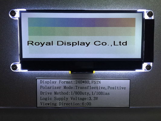 Exhibición positiva de encargo del LCD del diente del PUNTO 3.3V Transflective ST7529 de FSTN/Stn 240X80