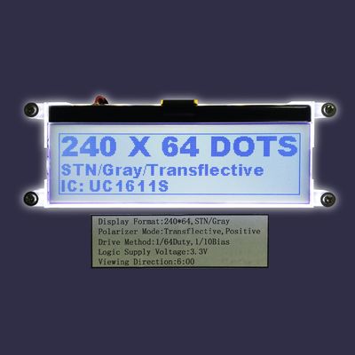 Monocromo serial del diente del tamaño 240X64 STN FFC UC1611s del regulador del módulo paralelo de encargo de Graphic LCD