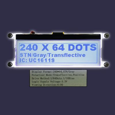 MAZORCA reflexiva FPC del polarizador 240*64 LCD ST7565R YG Stn Gray Positive LCD de la exhibición paralela gráfica al por mayor de la fábrica