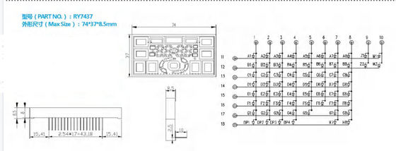 Pantalla LED modificada para requisitos particulares del color verde del segmento RY7437 para el instrumento industrial