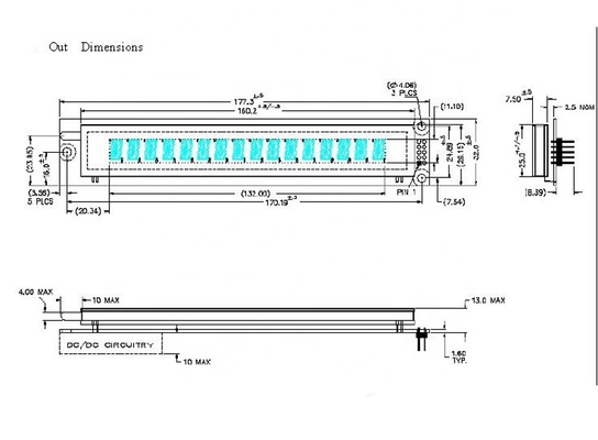 16 línea transmisiva gráfica de la representación 16L101ss5 FSTN de los dígitos VFD 1 para Samsung