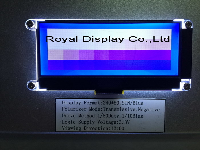 240*80 FSTN Gráfico 6H ST75256 Display industrial de temperatura muy amplia con módulo LCD de PCB