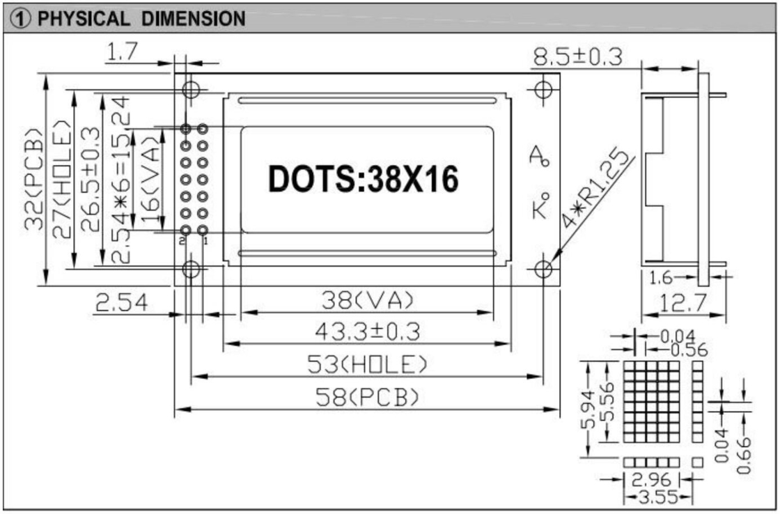 38*16 Modulo LCD de carácter FSTN St7066 con pantalla industrial de PCB de amplia temperatura con luz de fondo