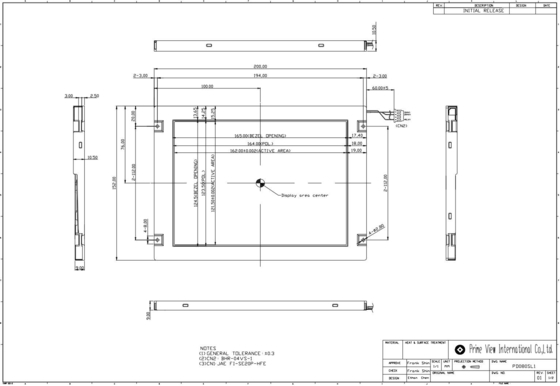 8' TFT LCD PD080SL1 PVI 800*600 RGB CCFL Display Industrial con toque de amplia temperatura