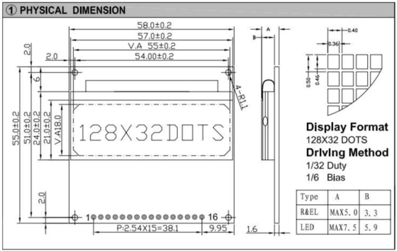 Modulo LCD gráfico 128*32 con luz de fondo ST7921 3.3V Display industrial de color monocromo personalizable