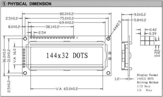 144*32 Módulo LCD gráfico con pantalla industrial con luz de fondo LED ST7920/ST7921
