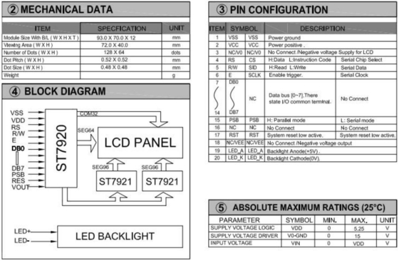 Conector 20PIN 128*64 Módulo LCD gráfico Monocromo STN Color opcional con luz de fondo