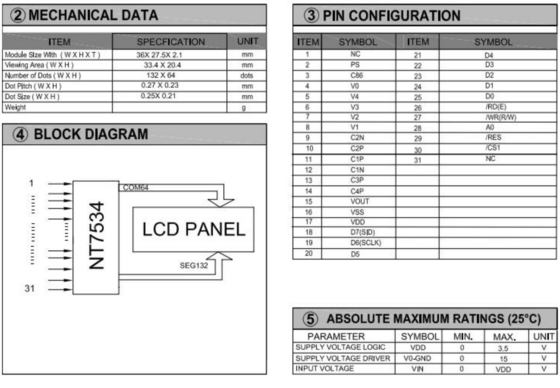 132*64 Módulo gráfico LCD FSTN NT7534 Conector FPC Display industrial de 3,5 V