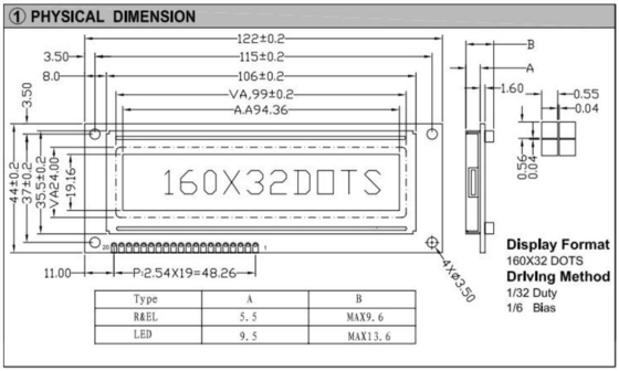 160*32 Módulo gráfico LCD FSTN Gran tamaño ST7920/ST7921 Pantalla industrial de amplia temperatura Personalizable