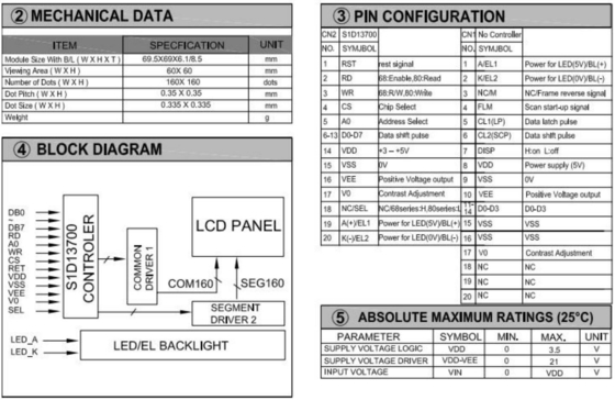 160*160 Modulo gráfico LCD FSTN 6H Pantalla industrial de 60*60 mm cuadrados con luz de fondo