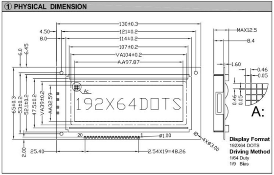 Modulo gráfico LCD de gran tamaño con conector STN PIN con luz de fondo AT0107 AT0108 Pantalla industrial