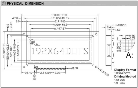 192*64 Módulo gráfico STN LCD ST7920 con luz de fondo Módulo LCD de PCB con pantalla industrial