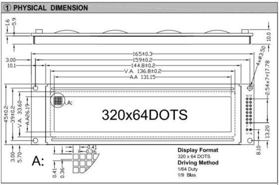 320*64 Stn Módulo LCD gráfico de gran tamaño LC7981 Pantalla industrial con luz de fondo