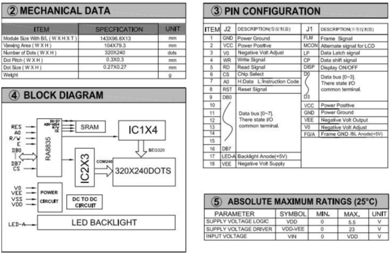 320*240 FSTN Módulo gráfico LCD RA8835 6H Muestra industrial de amplia temperatura