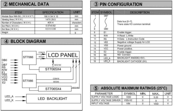 Módulo LCD de 40*4 caracteres de gran tamaño con luz de fondo y pantalla industrial de amplia temperatura