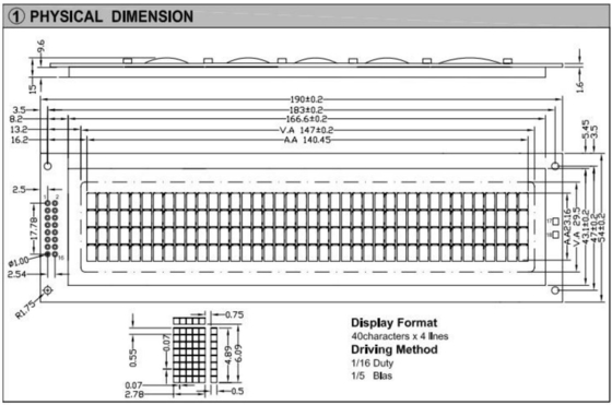 Módulo LCD de 40*4 caracteres de gran tamaño con luz de fondo y pantalla industrial de amplia temperatura