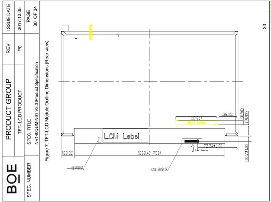 14' TFT 3840*RGB*2160 BOE de visión ancha luz delgada eDP módulo LCD