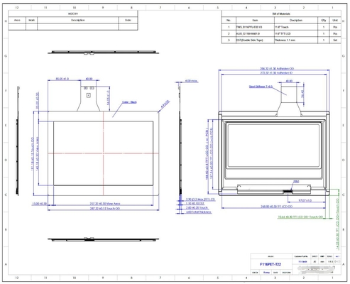 11.6' 16:9 TFT CTP 1920*1080 para portátiles y máquinas industriales