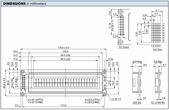 Modulo LCD de 24*2 caracteres STN gris amarillo azul verde pantalla industrial de temperatura ancha