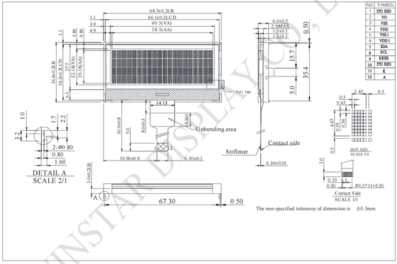 20*4 FSTN Modulo LCD monocromo I2C de amplia temperatura sustitución de Winstar