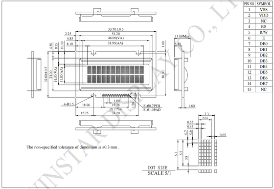 1.6' 12*2 Caracteres Monocromo OLED módulo LCD Winstar Reemplazar