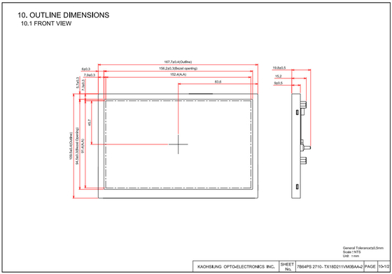 TX18D211VM0BAA Módulo LCD TFT de 7,0 pulgadas 800*480 Pantalla LCD