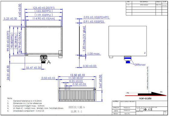 5.65'7 Color EPD 600*448 Reflector de papel electrónico Muestra EPD Modulo original