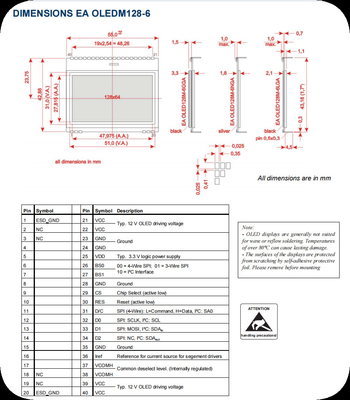 Modulo OLED de alta contraste SPI de interfaz SSD1306